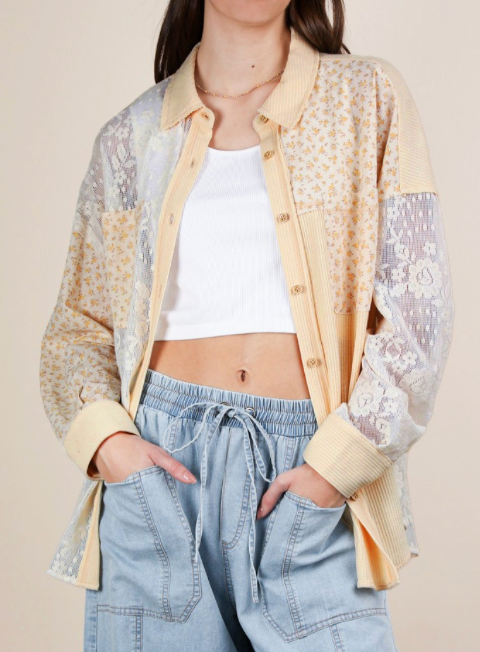 Floral Button Up - Yellow