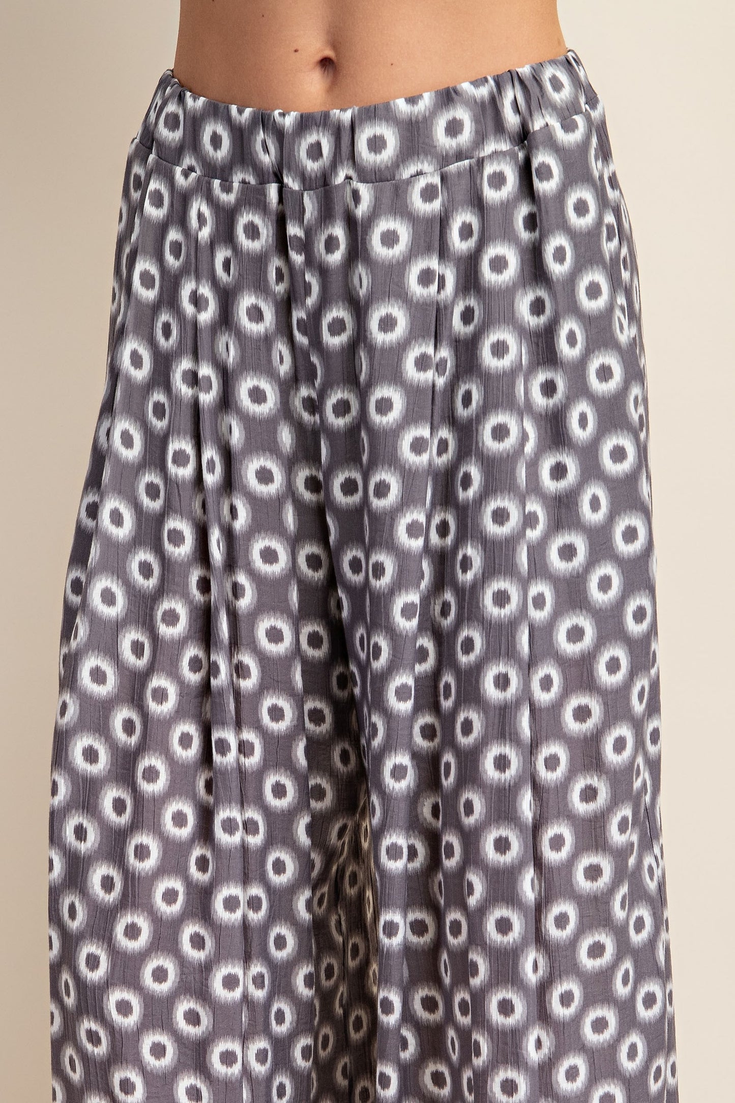 Retro Circle Print Wide-Leg Pants