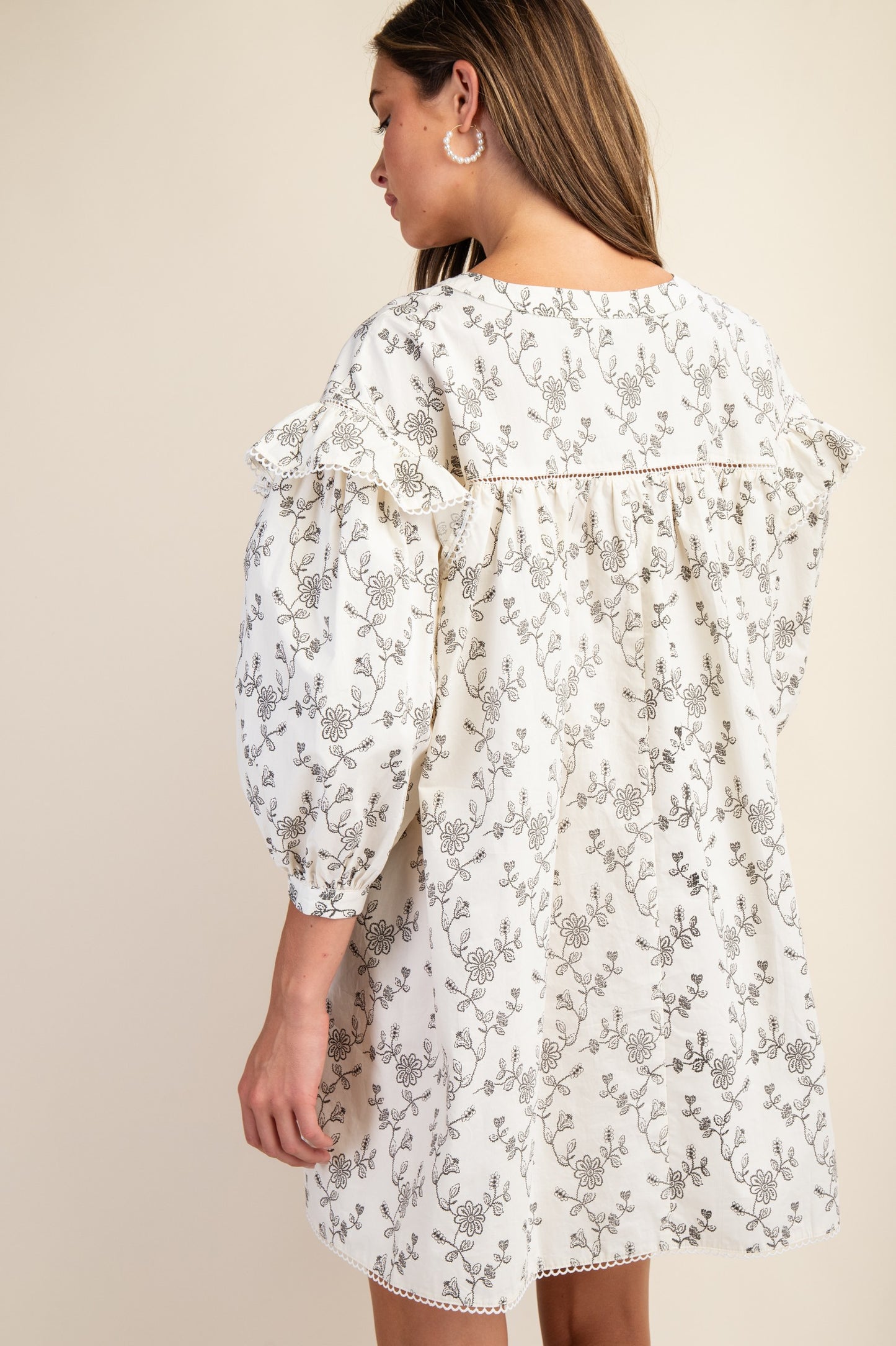 Floral Tie-Neck Babydoll Dress