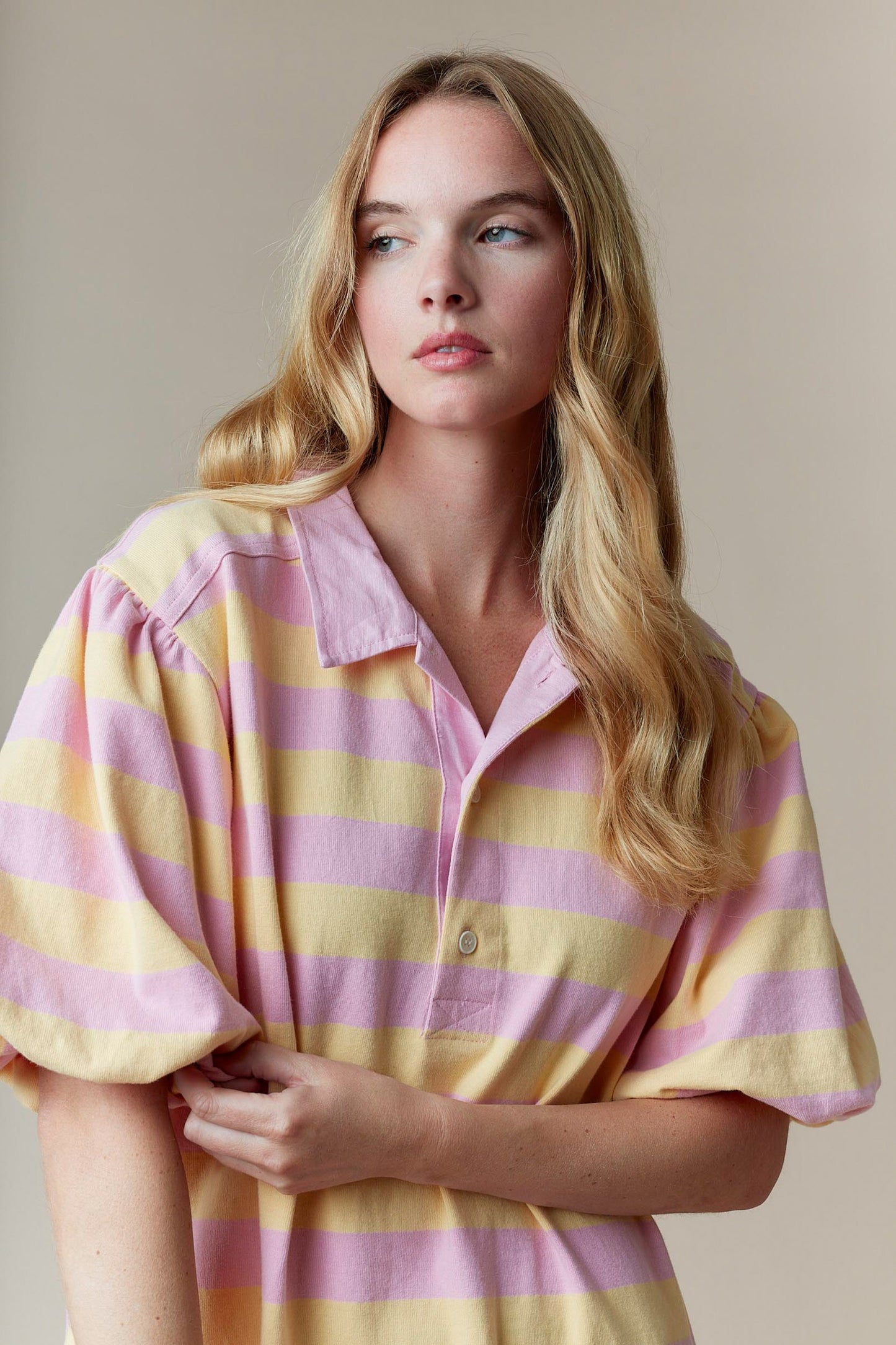Striped Polo Pleated Dress