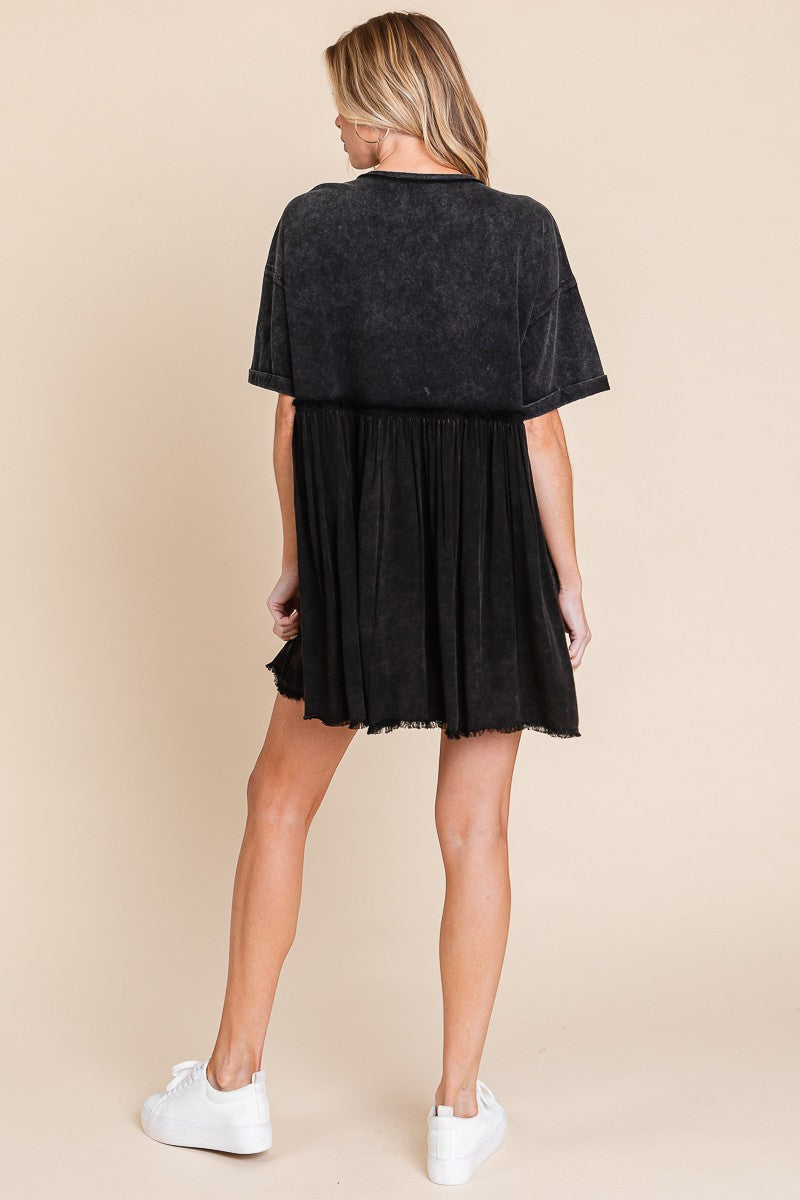 Black Washed Babydoll Tee Dress
