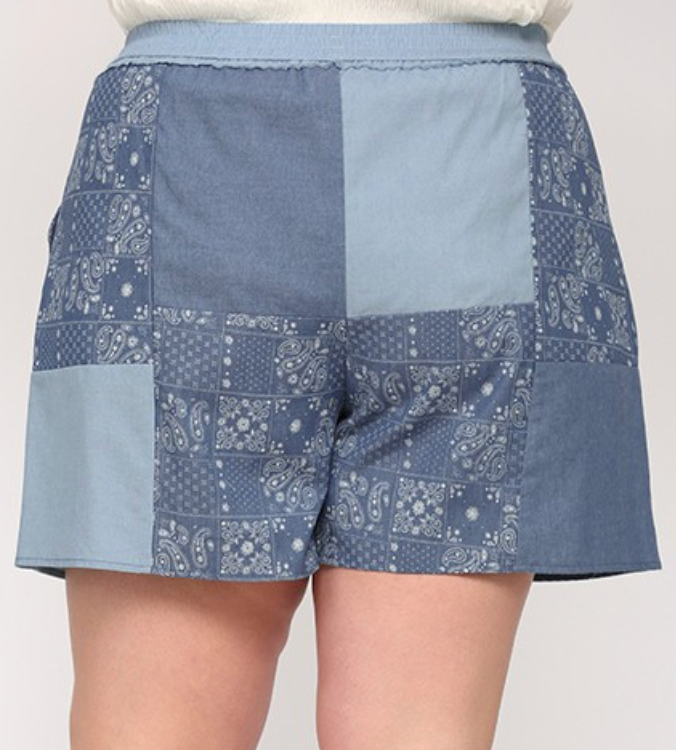 Patched Denim Shorts