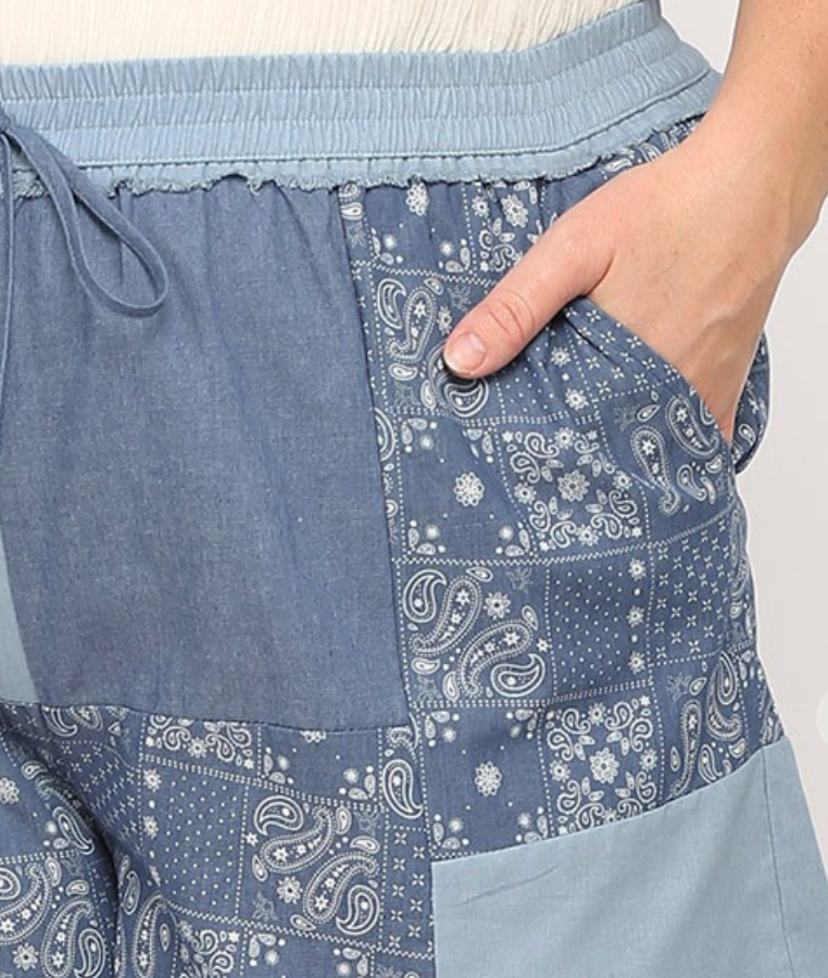 Patched Denim Shorts