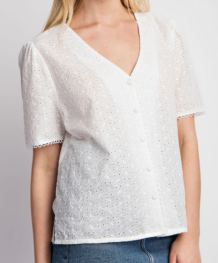 Eyelet Top - White