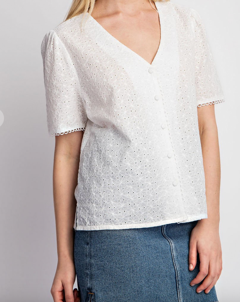 Eyelet Top - White