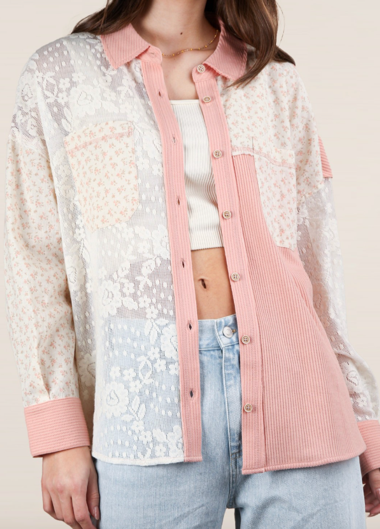 Floral Button Up - Pink