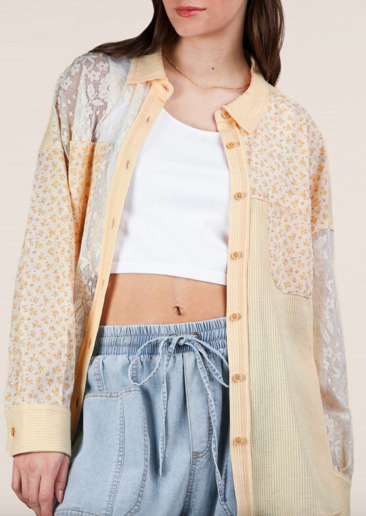 Floral Button Up - Yellow