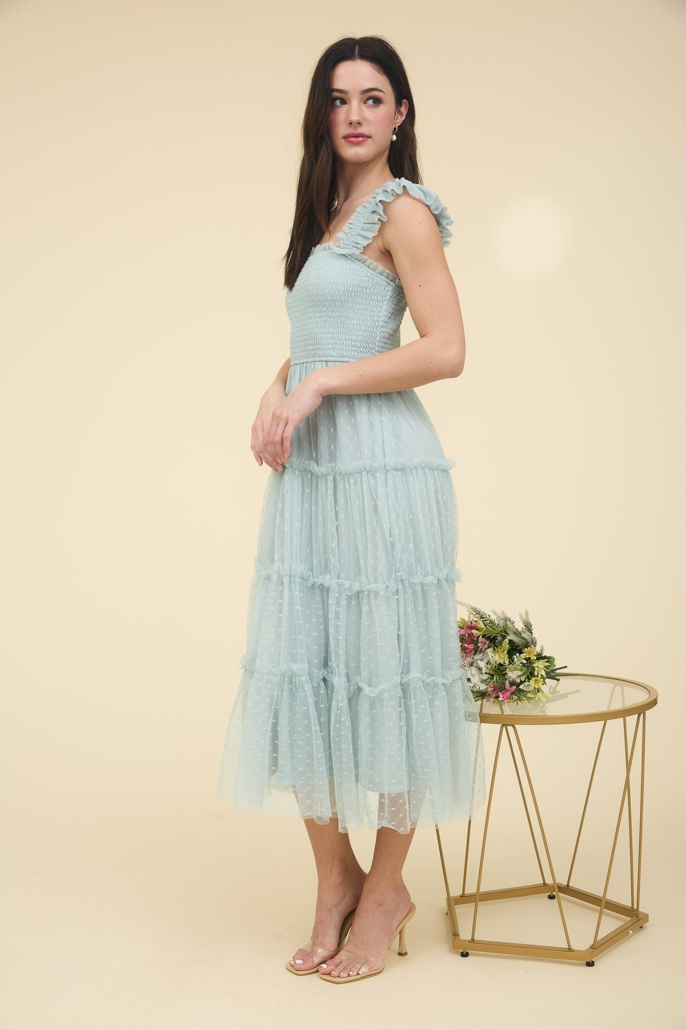 chiffon tiered dress