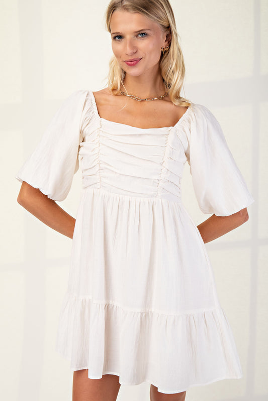 Ruched Bodice Mini Dress