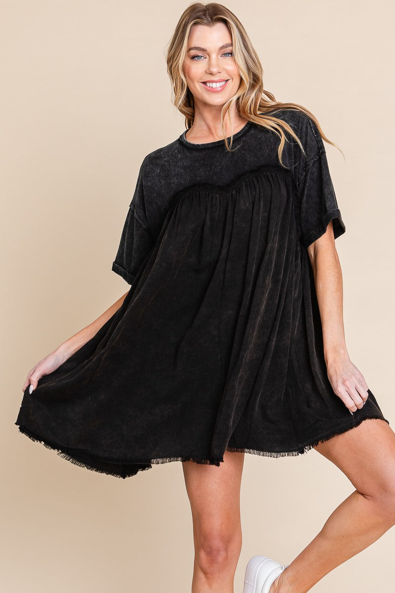 Black Washed Babydoll Tee Dress