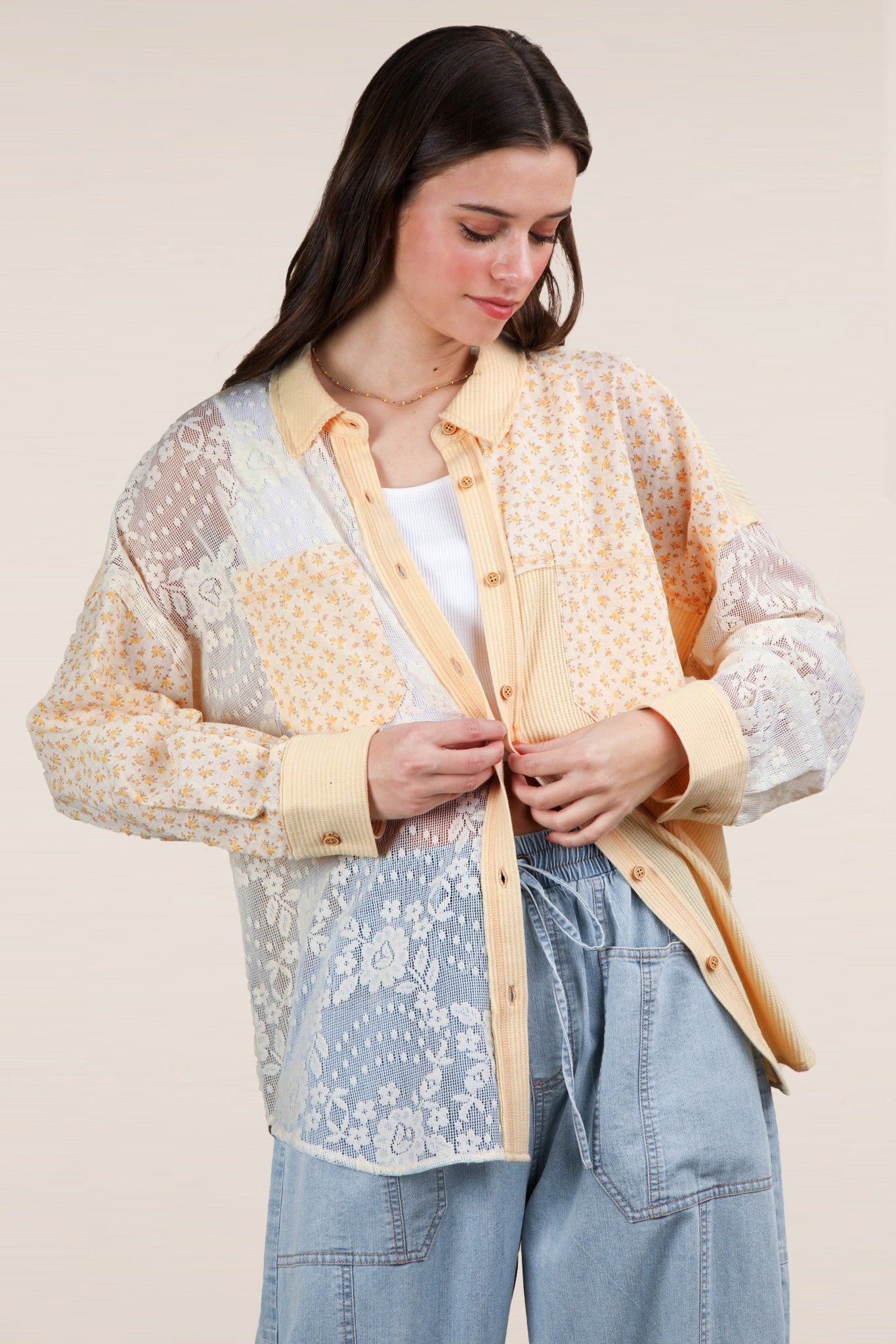 Floral Button Up - Yellow