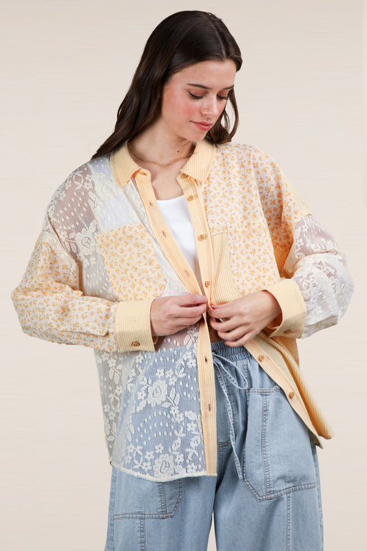 Floral Button Up - Yellow