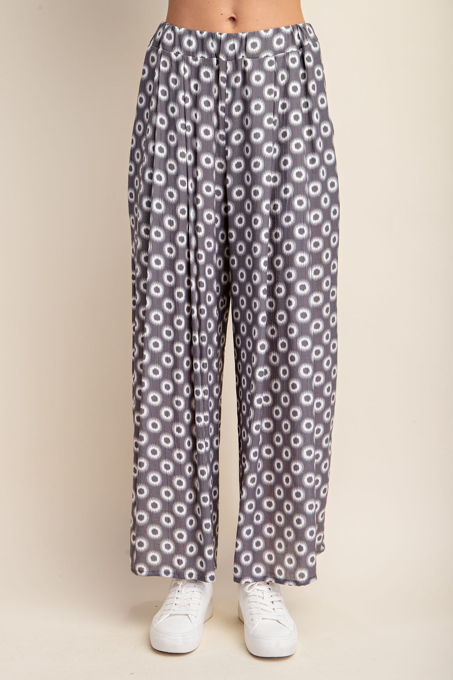 Retro Circle Print Wide-Leg Pants