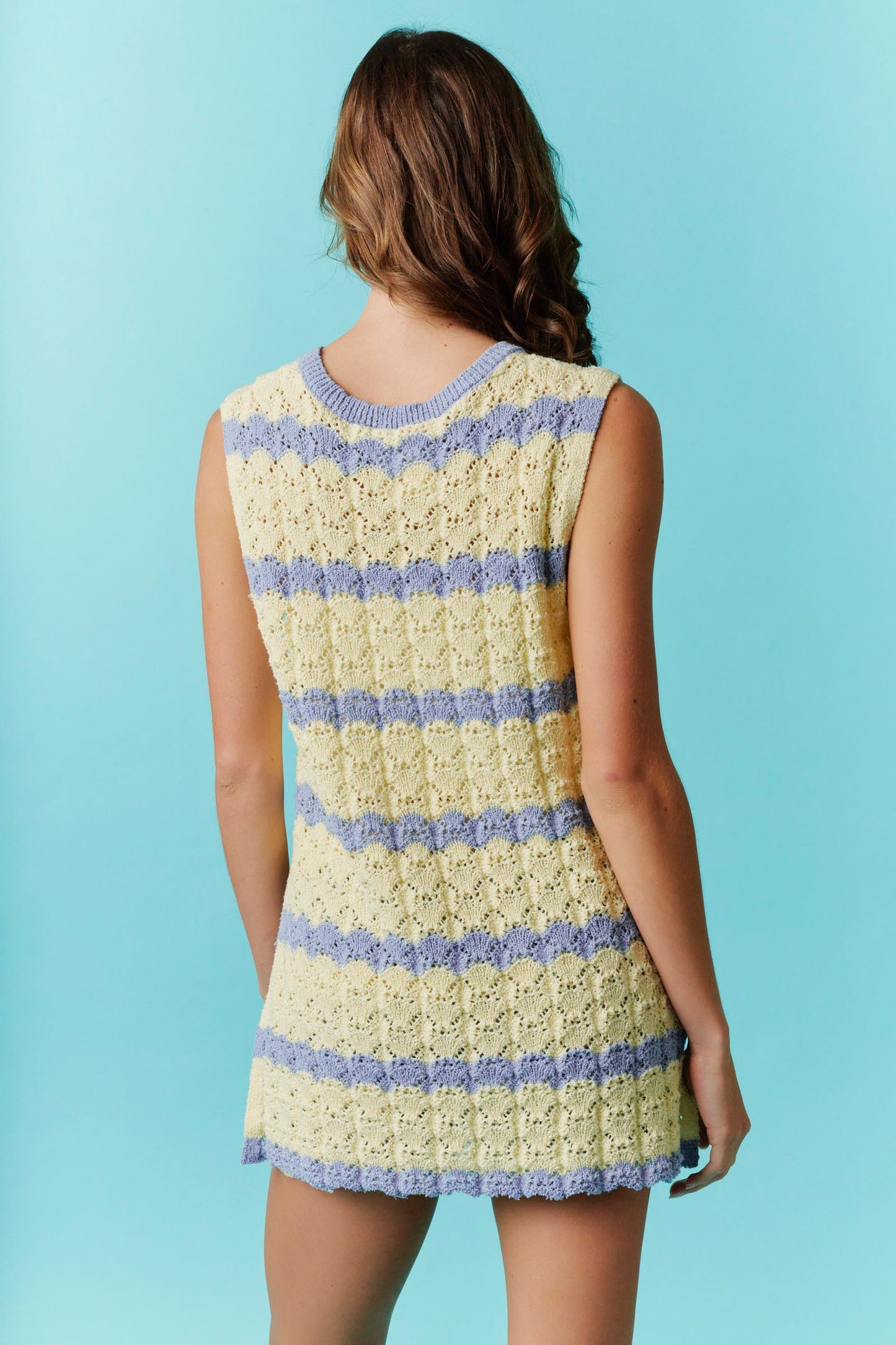 Fauxchet Sleeveless Tunic Tank With Side Slit