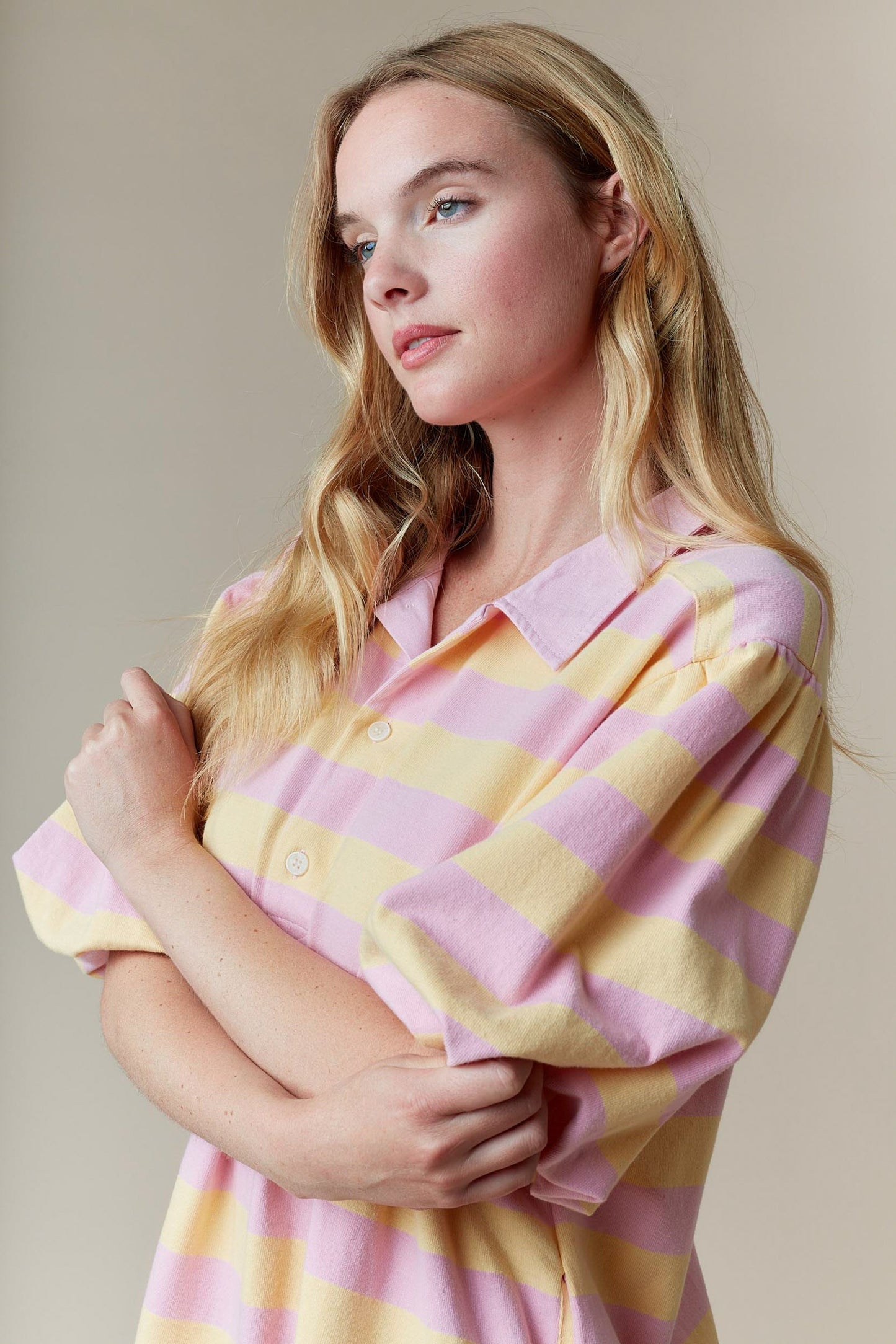 Striped Polo Pleated Dress