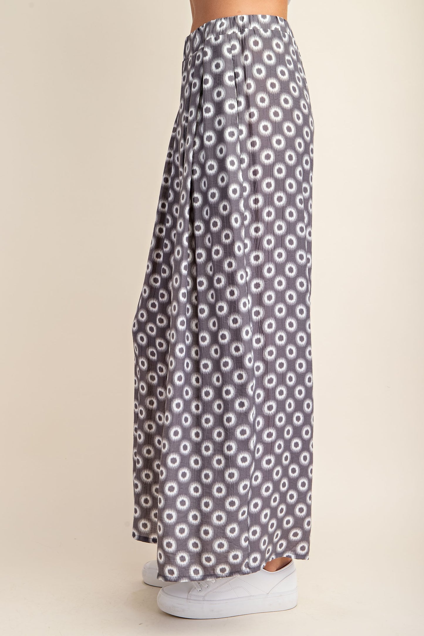 Retro Circle Print Wide-Leg Pants