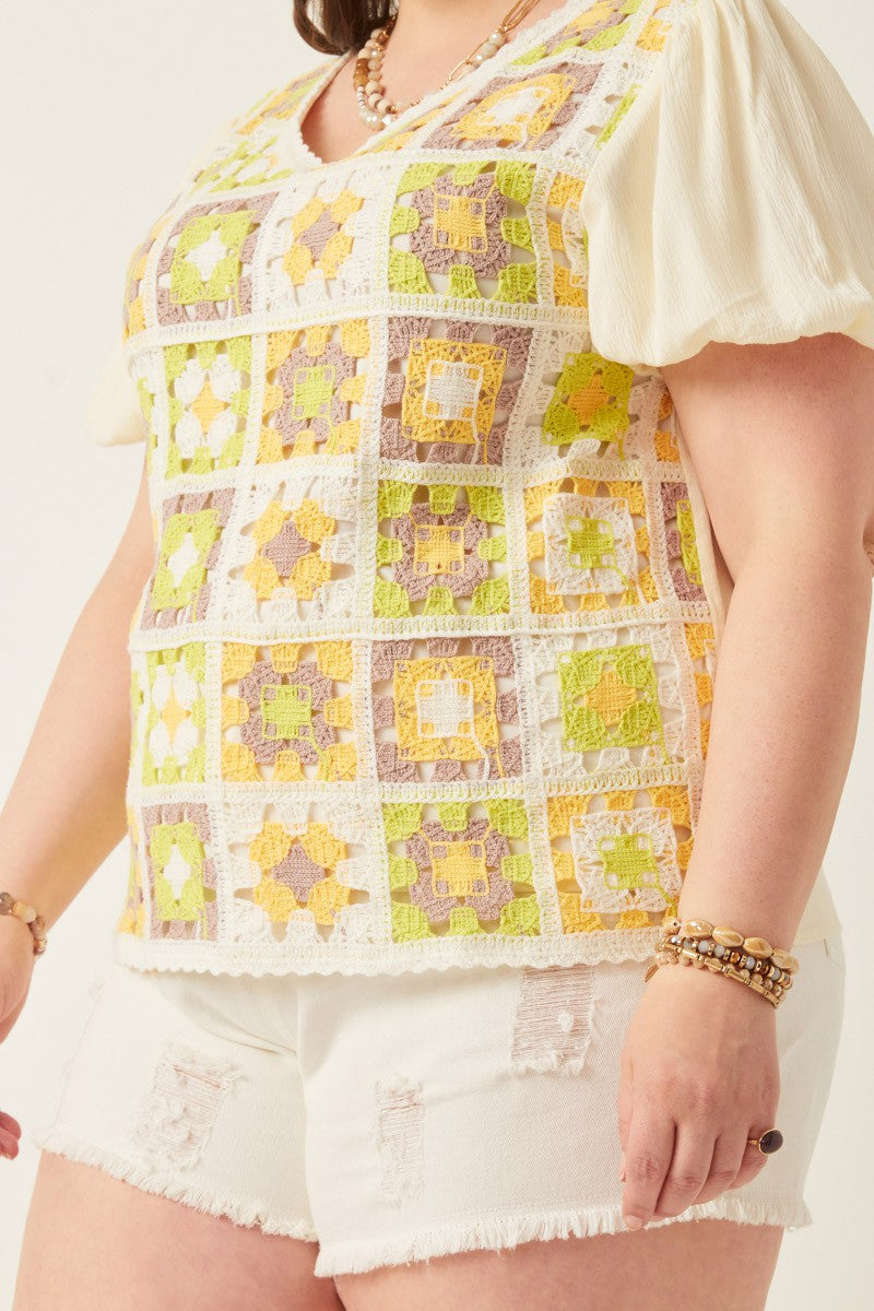 The Sunshine Patch Crochet Top-Plus
