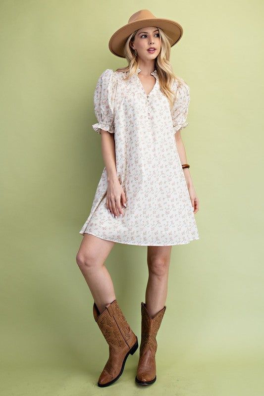 Blush Blossom Belted Mini Dress