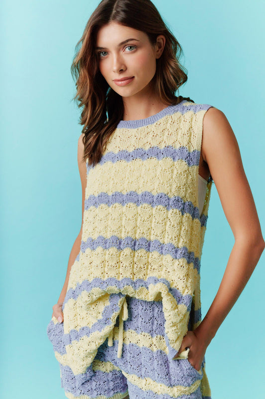 Fauxchet Sleeveless Tunic Tank With Side Slit