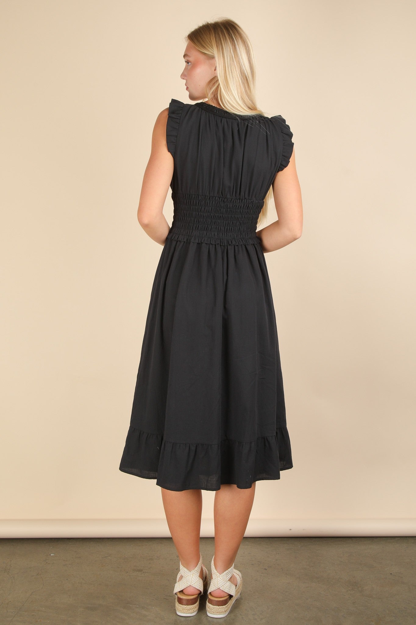 The Midnight Ruffle Smocked Dress