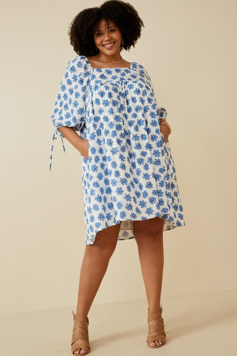 Blue Daisy Dress- Plus