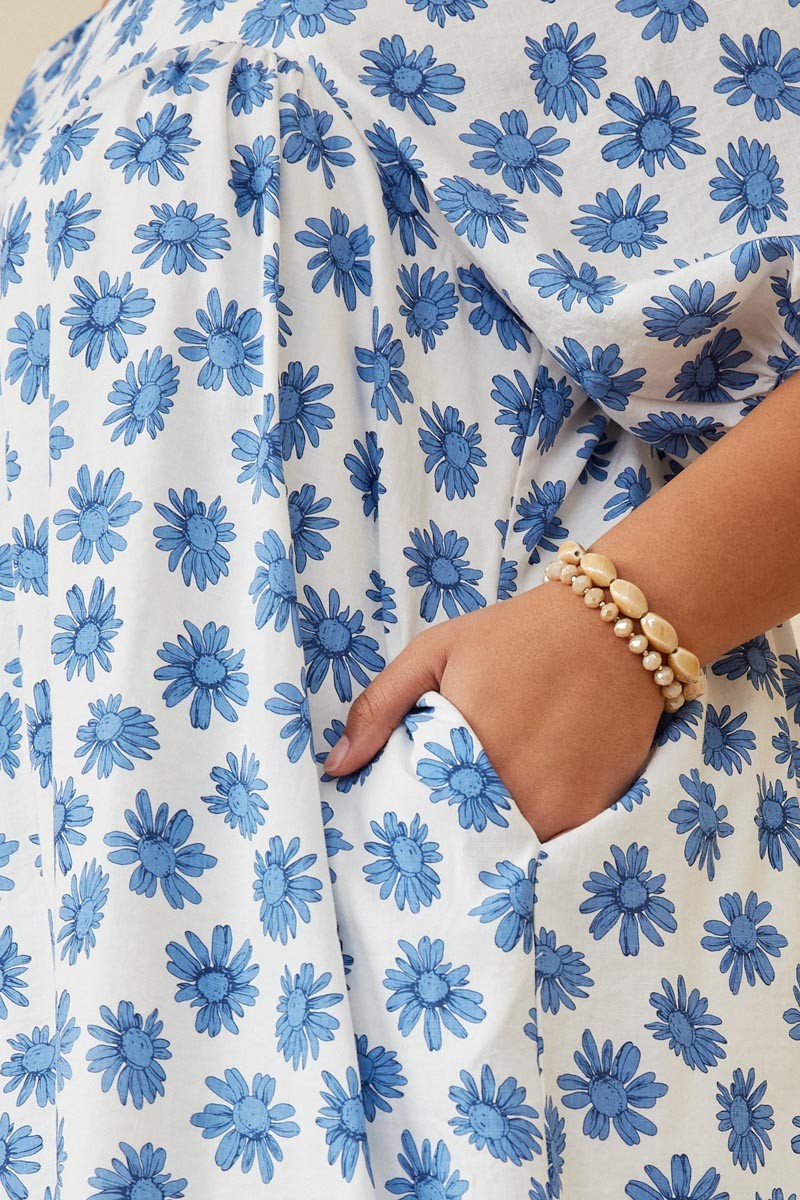 Blue Daisy Dress- Plus