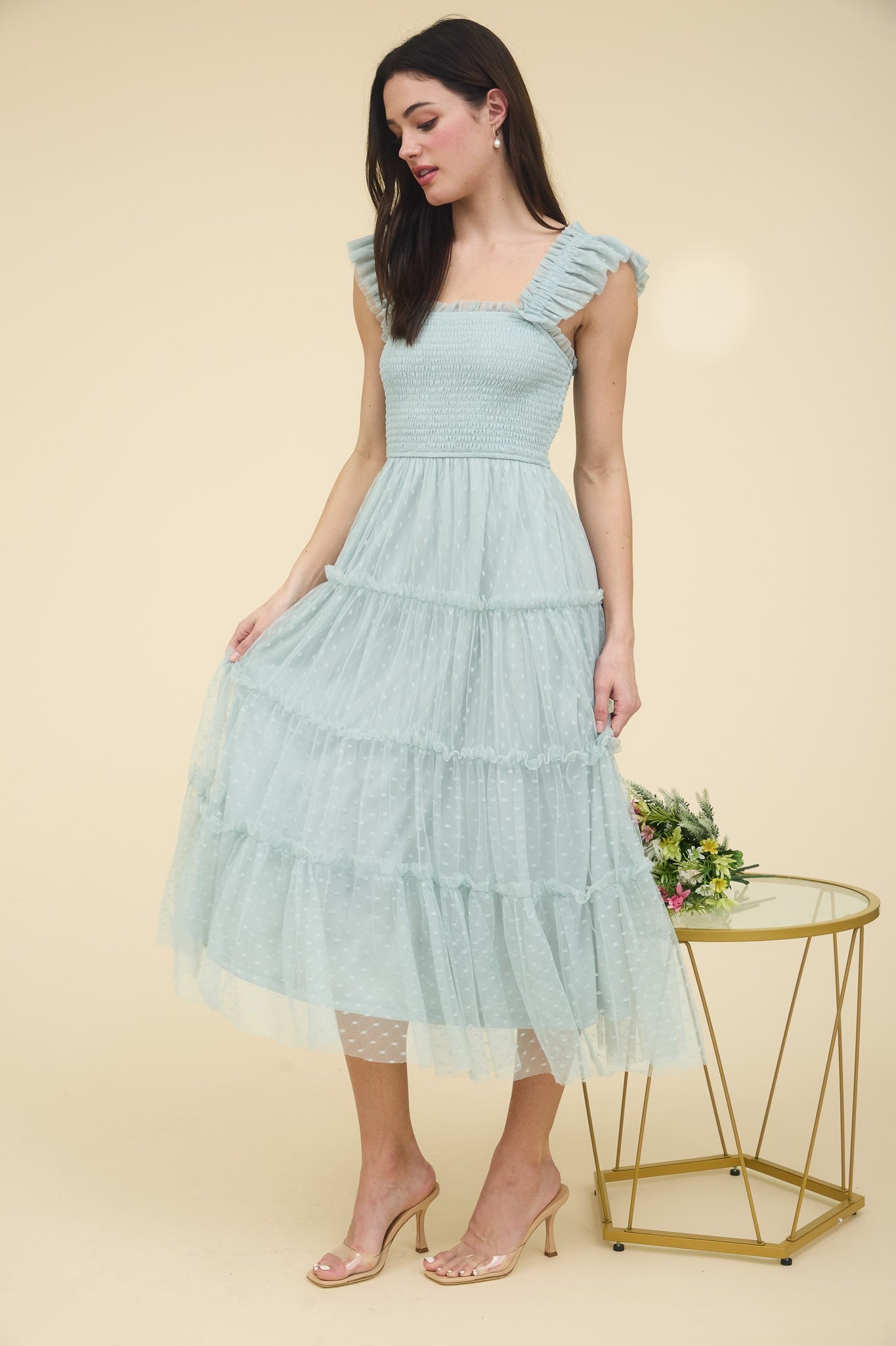 chiffon tiered dress