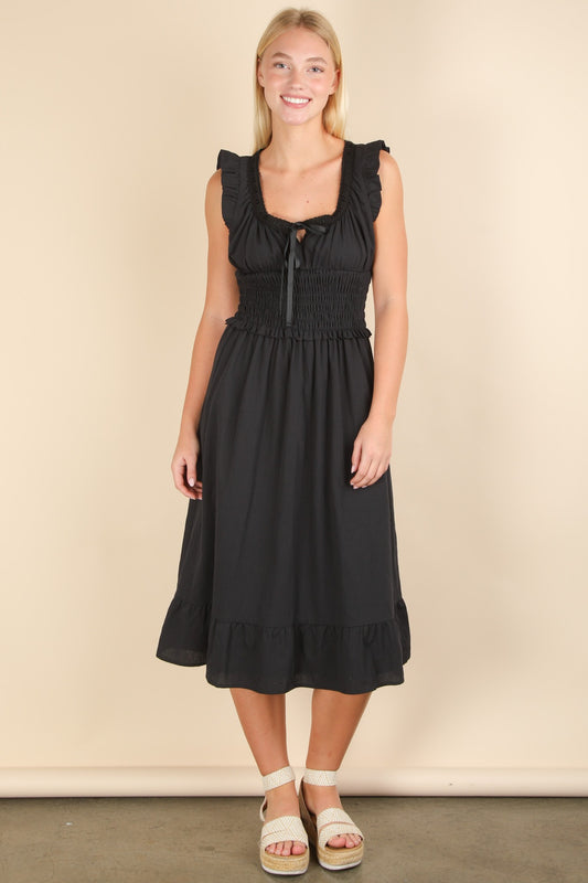 The Midnight Ruffle Smocked Dress