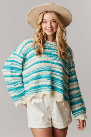 Aqua Stripes Sweater