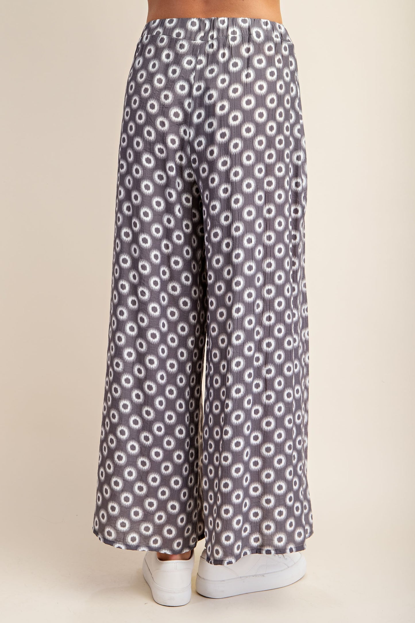 Retro Circle Print Wide-Leg Pants