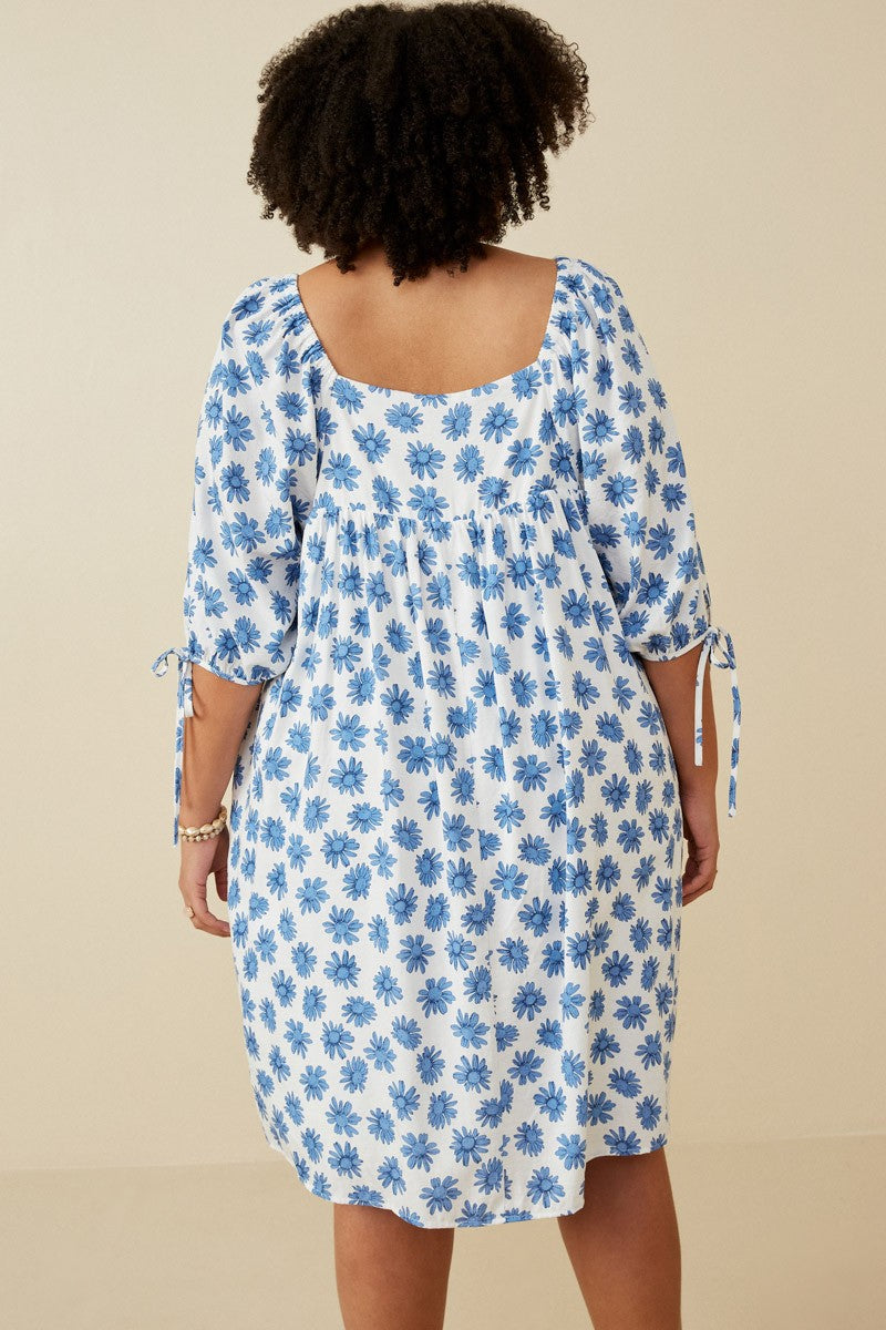 Blue Daisy Dress- Plus
