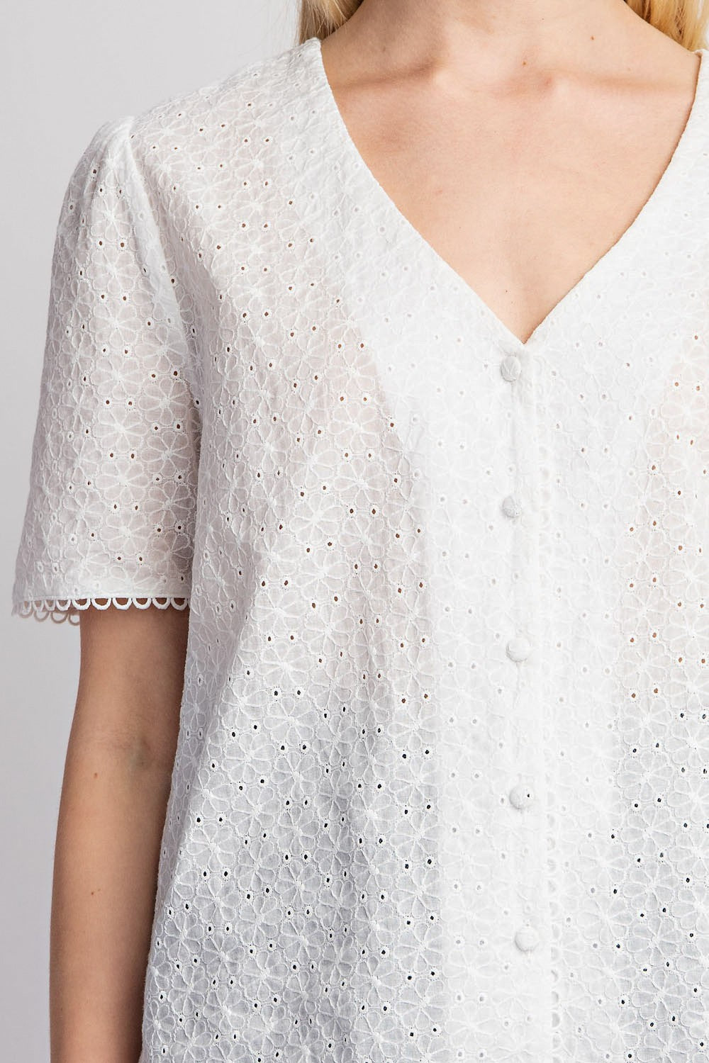 Eyelet Top - White