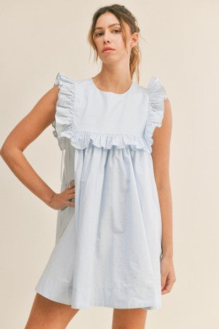 Ruffled Babydoll Mini Dress – Light Blue