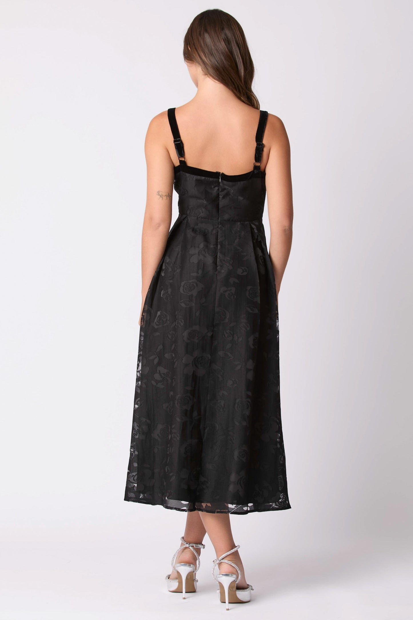Floral Jacquard Organza Dress