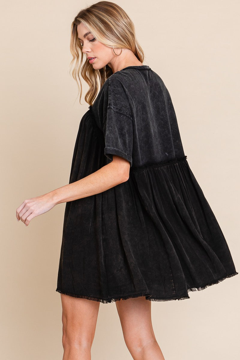Black Washed Babydoll Tee Dress
