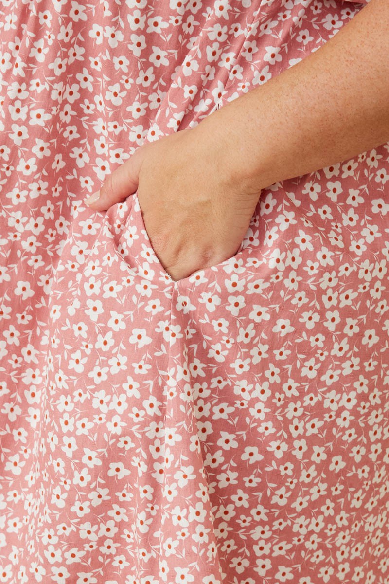 Plus Ditsy Floral Square Neck Poplin Dress